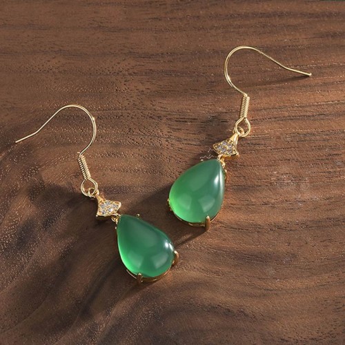 Cyan Jade Luck Drop Earrings Cyan Jade Luck Drop Earrings