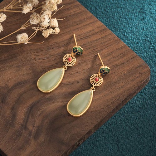 Feng Shui Jade Double Happiness Earrings