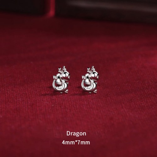 925 Silver Year of the Dragon Luck Protection Stud Earrings 925 Silver Year of the Dragon Luck Protection Stud Earrings