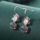 925 Sterling Silver Hetian White Jade Red Agate Fish Happiness Earrings 925 Sterling Silver Hetian White Jade Red Agate Fish Happiness Earrings