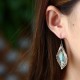 925 Sterling Silver Turquoise Bodhi Leaf Protection Drop Earrings 925 Sterling Silver Turquoise Bodhi Leaf Protection Drop Earrings