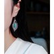925 Sterling Silver Turquoise Bodhi Leaf Protection Drop Earrings 925 Sterling Silver Turquoise Bodhi Leaf Protection Drop Earrings