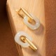 925 Silver Round White Jade Happiness Earrings