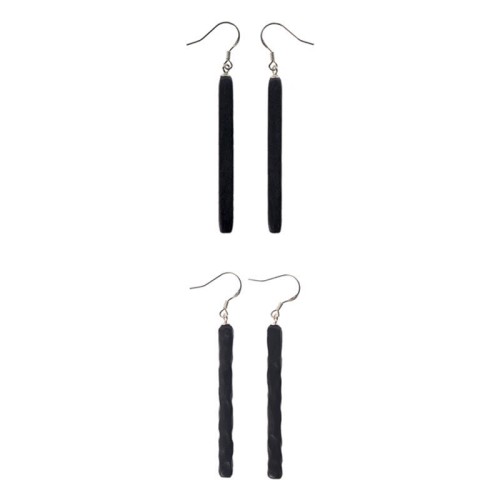 925 Sterling Silver Ebony Wood Texture Peace Drop Earrings 925 Sterling Silver Ebony Wood Texture Peace Drop Earrings