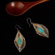 925 Sterling Silver Turquoise Bodhi Leaf Protection Drop Earrings 925 Sterling Silver Turquoise Bodhi Leaf Protection Drop Earrings