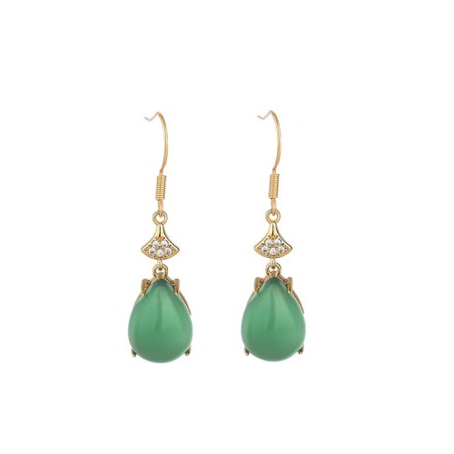 Cyan Jade Luck Drop Earrings Cyan Jade Luck Drop Earrings