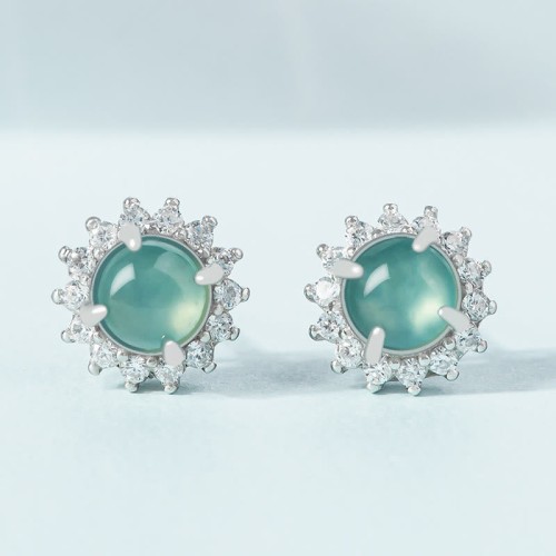 925 Sterling Silver Jade Luck Abundance Stud Earrings 925 Sterling Silver Jade Luck Abundance Stud Earrings