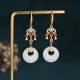 Feng Shui White Jade Blessing Earrings