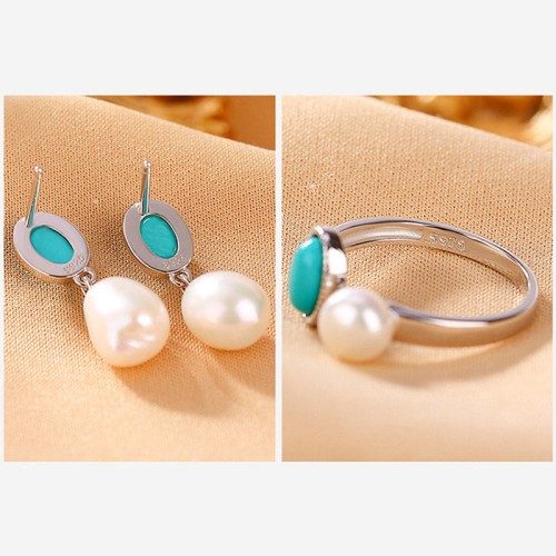 925 Silver Pearl Turquoise Healing Wisdom Jewelry Set 925 Silver Pearl Turquoise Healing Wisdom Jewelry Set