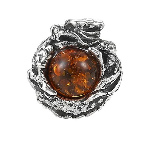 925 Sterling Silver Amber Dragon Success Stud Earrings 925 Sterling Silver Amber Dragon Success Stud Earrings
