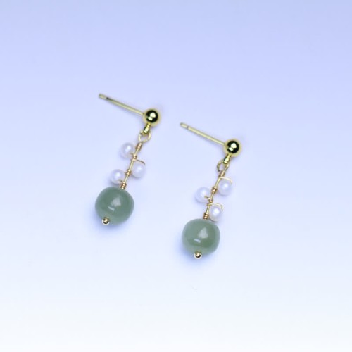 Hetian Jade Flower 14K Gold-Plated Luck Drop Earrings