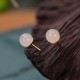 925 Sterling Silver Round White Jade Blessing Stud Earrings 925 Sterling Silver Round White Jade Blessing Stud Earrings