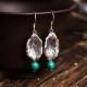 925 Sterling Silver Turquoise Lotus Leaf Protection Earrings 925 Sterling Silver Turquoise Lotus Leaf Protection Earrings