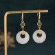 Feng Shui White Jade Blessing Earrings