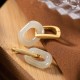 925 Silver Round White Jade Happiness Earrings
