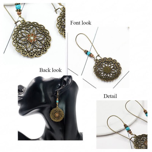 Round Flower Luck Drop Earrings Round Flower Luck Drop Earrings