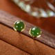 925 Sterling Silver Gold-Plated Hetian Cyan Jade Luck Stud Earrings 925 Sterling Silver Gold-Plated Hetian Cyan Jade Luck Stud Earrings