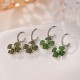 925 Sterling Silver Cyan Jade Four Leaf Clover Luck Earrings 925 Sterling Silver Cyan Jade Four Leaf Clover Luck Earrings