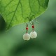 925 Sterling Silver 14K Gold-Plated Hetian Jade Red Agate Luck Earrings 925 Sterling Silver 14K Gold-Plated Hetian Jade Red Agate Luck Earrings