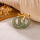 Round Jade Cyan Jade Prosperity Luck Earrings Round Jade Cyan Jade Prosperity Luck Earrings
