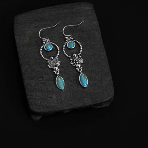 925 Sterling Silver Vintage Turquoise Waterdrop Earrings 925 Sterling Silver Vintage Turquoise Waterdrop Earrings