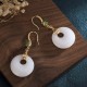 Feng Shui White Jade Blessing Earrings