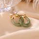 Round Jade Cyan Jade Prosperity Luck Earrings Round Jade Cyan Jade Prosperity Luck Earrings
