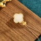 24K Gold-Plated White Jade Four Leaf Clover Earrings 24K Gold-Plated White Jade Four Leaf Clover Earrings