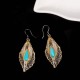 925 Sterling Silver Turquoise Bodhi Leaf Protection Drop Earrings 925 Sterling Silver Turquoise Bodhi Leaf Protection Drop Earrings