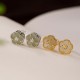 925 Sterling Silver Hetian Jade Plum Flower Luck Stud Earrings 925 Sterling Silver Hetian Jade Plum Flower Luck Stud Earrings