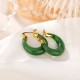 925 Sterling Silver Gold-Plated Hetian Cyan Jade Luck Drop Earrings 925 Sterling Silver Gold-Plated Hetian Cyan Jade Luck Drop Earrings
