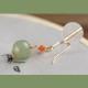 925 Sterling Silver 14K Gold-Plated Hetian Jade Red Agate Luck Earrings 925 Sterling Silver 14K Gold-Plated Hetian Jade Red Agate Luck Earrings