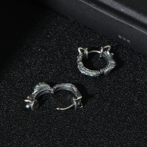 925 Sterling Silver Dragon Hoop Protection Earrings 925 Sterling Silver Dragon Hoop Protection Earrings
