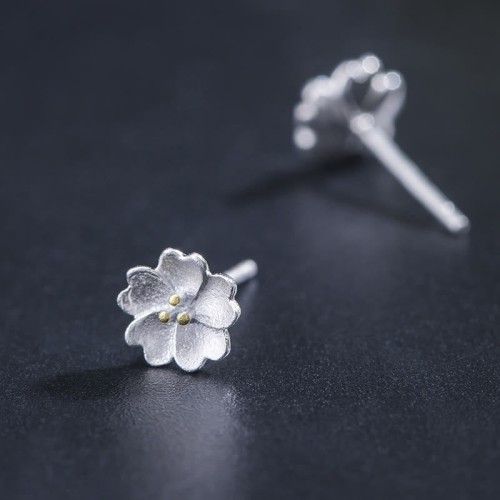 925 Sterling Silver Cherry Blossoms Floral Calm Stud Earrings 925 Sterling Silver Cherry Blossoms Floral Calm Stud Earrings