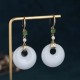 Feng Shui White Jade Blessing Earrings