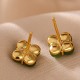 925 Sterling Silver Gold-Plated Cyan Jade Four Leaf Clover Luck Earrings