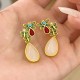 White Jade Red Agate Butterfly Protection Drop Earrings White Jade Red Agate Butterfly Protection Drop Earrings