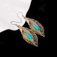 925 Sterling Silver Turquoise Bodhi Leaf Protection Drop Earrings 925 Sterling Silver Turquoise Bodhi Leaf Protection Drop Earrings