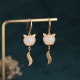 Feng Shui White Jade Fox Fortune Earrings Feng Shui White Jade Fox Fortune Earrings