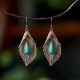 925 Sterling Silver Turquoise Bodhi Leaf Protection Drop Earrings 925 Sterling Silver Turquoise Bodhi Leaf Protection Drop Earrings