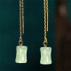 Jade Bamboo Pattern Luck Drop Earrings Jade Bamboo Pattern Luck Drop Earrings