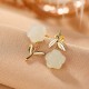 925 Sterling Silver Plated Gold Jade Rose Flower Cyan Jade Pearl Earrings 925 Sterling Silver Plated Gold Jade Rose Flower Cyan Jade Pearl Earrings