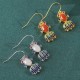 925 Sterling Silver Hetian White Jade Red Agate Fish Happiness Earrings 925 Sterling Silver Hetian White Jade Red Agate Fish Happiness Earrings