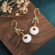 Feng Shui White Jade Blessing Earrings