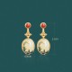 Vintage Jade Red Agate Abundance Copper Earrings Vintage Jade Red Agate Abundance Copper Earrings