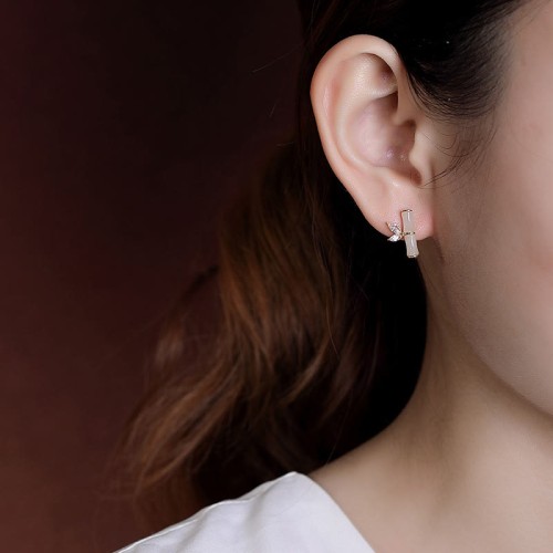 925 Sterling Silver Hetian Cyan Jade Bamboo Luck Stud Earrings 925 Sterling Silver Hetian Cyan Jade Bamboo Luck Stud Earrings