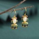 925 Sterling Silver Hetian White Jade Red Agate Fish Happiness Earrings 925 Sterling Silver Hetian White Jade Red Agate Fish Happiness Earrings