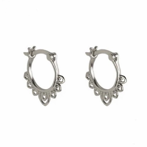 Round Lotus Flower Luck Hoop Earrings Round Lotus Flower Luck Hoop Earrings
