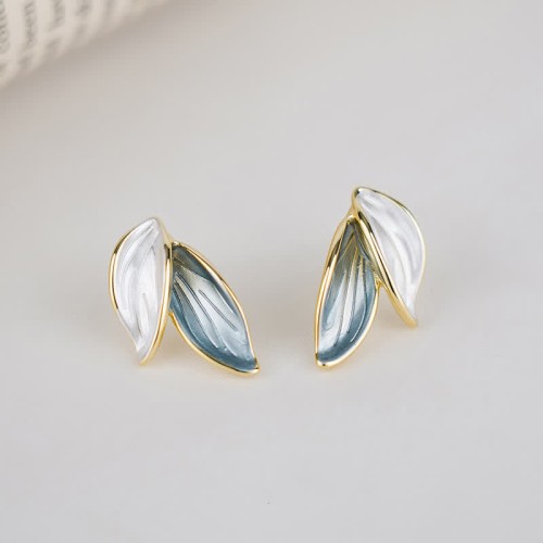 Leaf Design Luck Stud Earrings Leaf Design Luck Stud Earrings