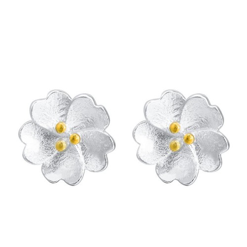 925 Sterling Silver Cherry Blossoms Floral Calm Stud Earrings 925 Sterling Silver Cherry Blossoms Floral Calm Stud Earrings